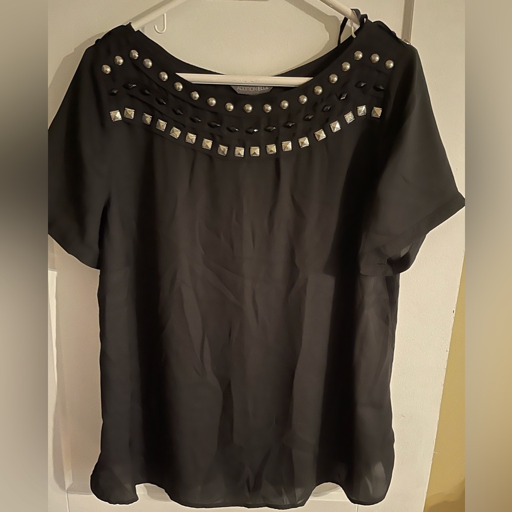 NWT, Black Studded Women's Top